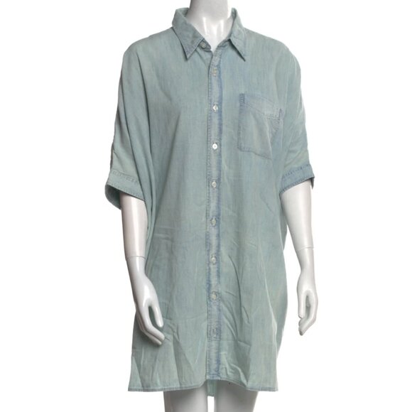 R13 Oversized Boxy Button Up Dress | Small | Raw-Edged Denim - Picture 1 of 2